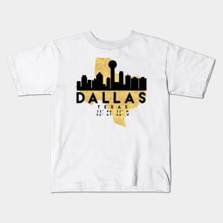 Dallas Texas Skyline Map Art Kids T-Shirt